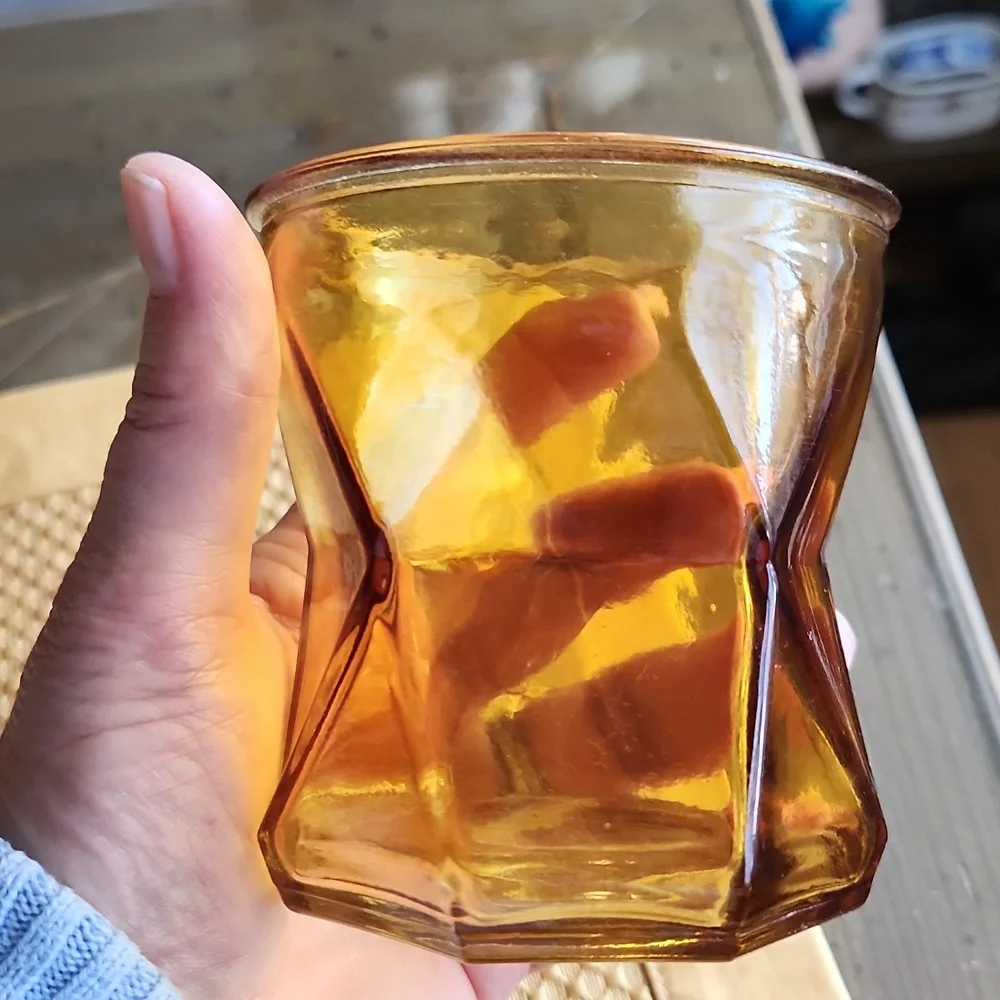 Vintage MCM Amber Glass Whiskey Tumblers